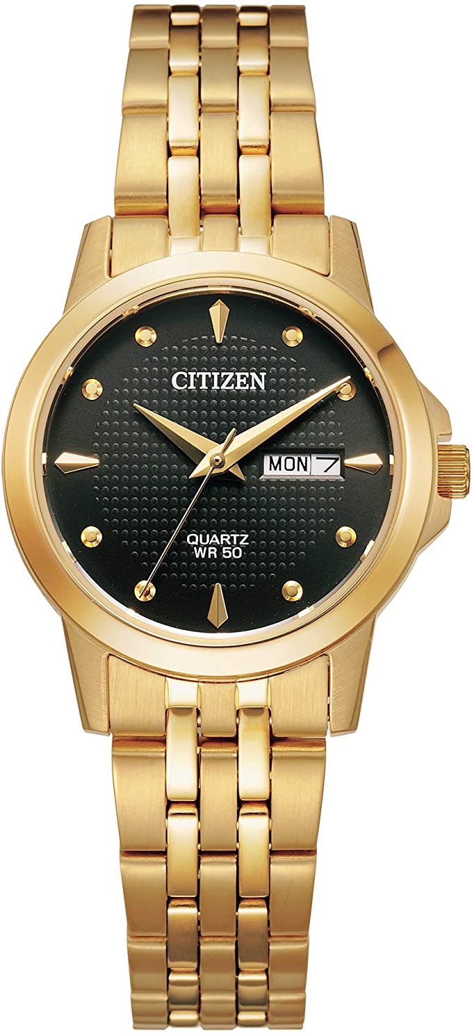 Golden steel black background watch - EQ0603-59F - Citizen