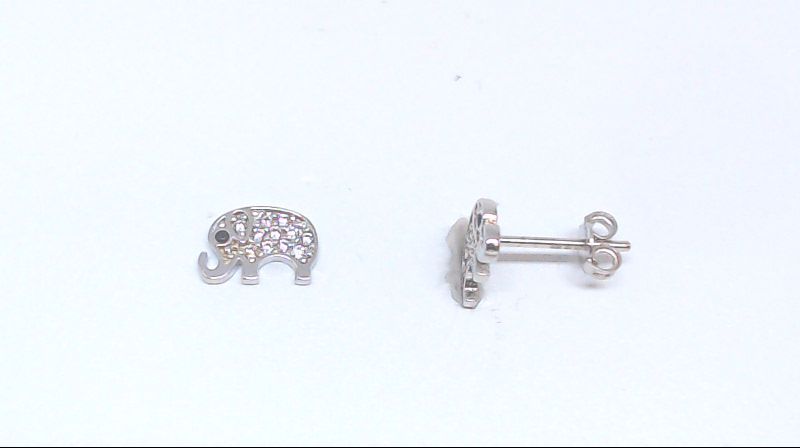 White gold zirconium elephant fixed earrings - ERT-170-B - Exclusivity