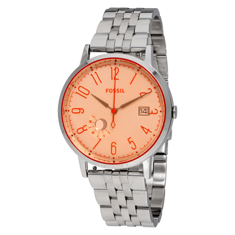 Women's steel, orange background watch - ES3957 - Fossil