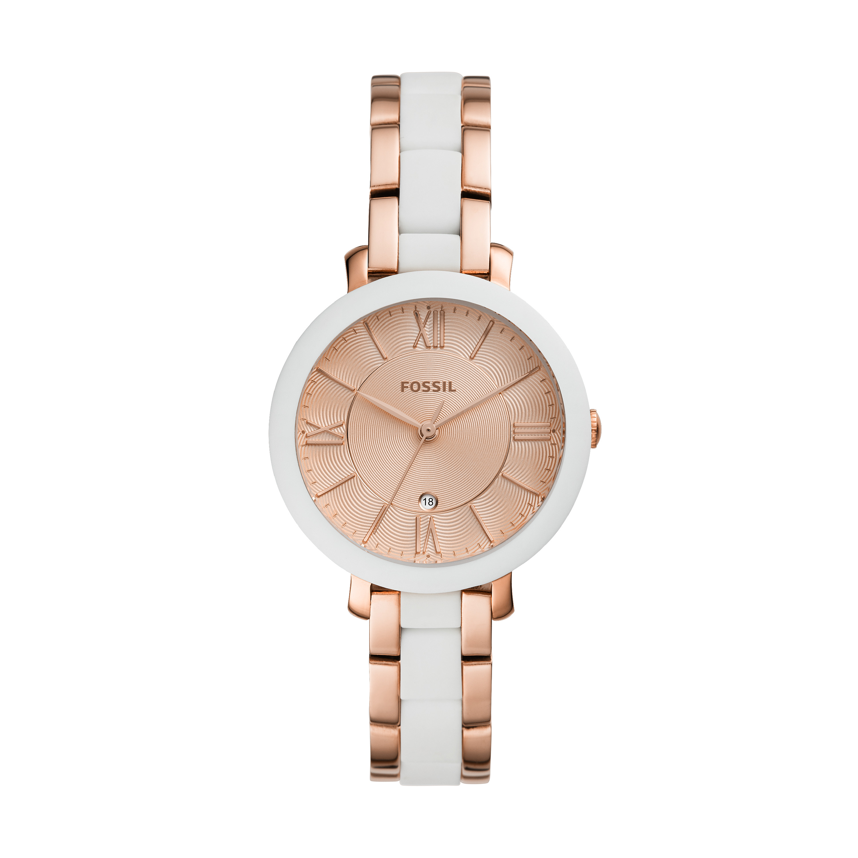 Montre femme acier rosé silicone blanc - ES4588 - Fossil