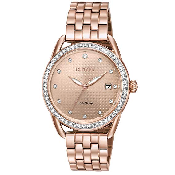 Montre eco-drive acier rosé, cristaux - FE6113-57X - Citizen