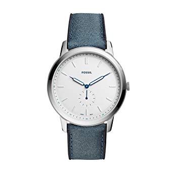 Montre homme cuir bleu et acier