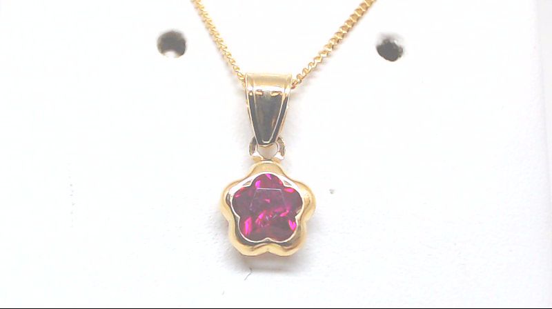 Yellow gold red flower pendant with cz - FSSP-NJL-14T - B Fly