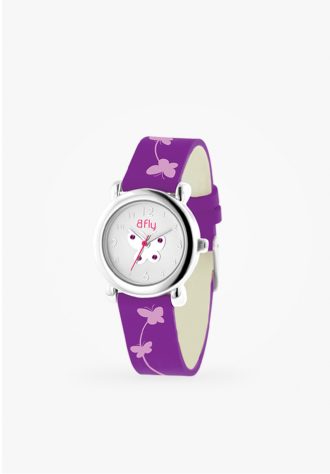 Montre pour enfant cuir mauve fevrier