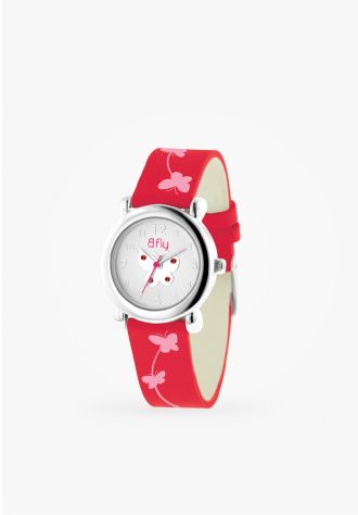 Children's red leather jan. watch