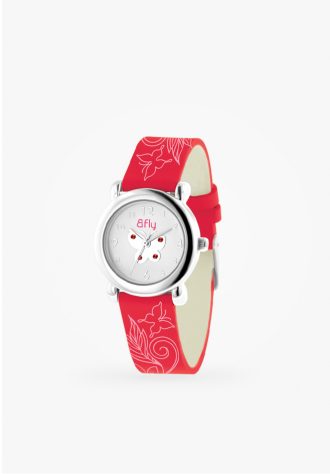 Children's red leather jan. watch