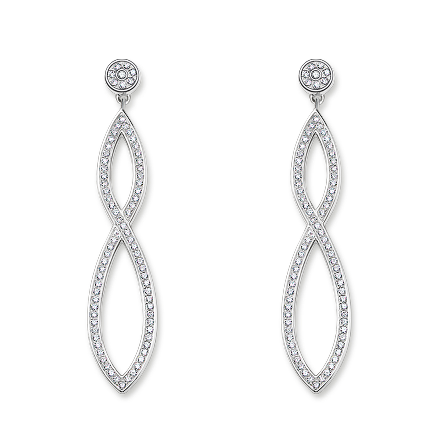 Silver dang. earrings with zirconium