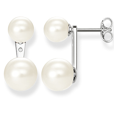 Double pearl fixed earrings