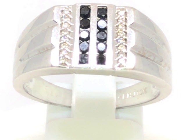 Bague or blanc 35 pts dia noir/blanc