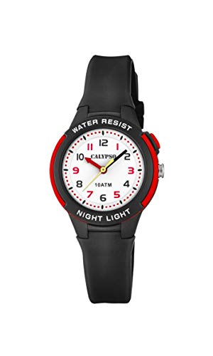 Montre silicone noir/rouge, fond blanc - K6069-6 - Calypso Watches