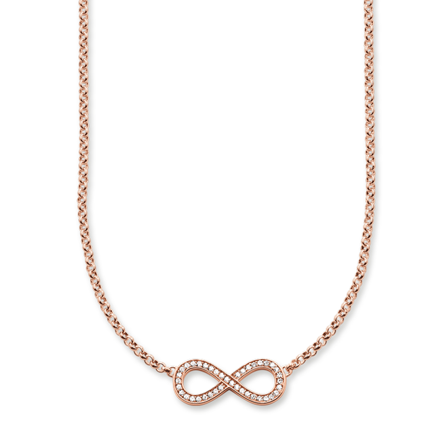 Cz rose silver infinity necklace