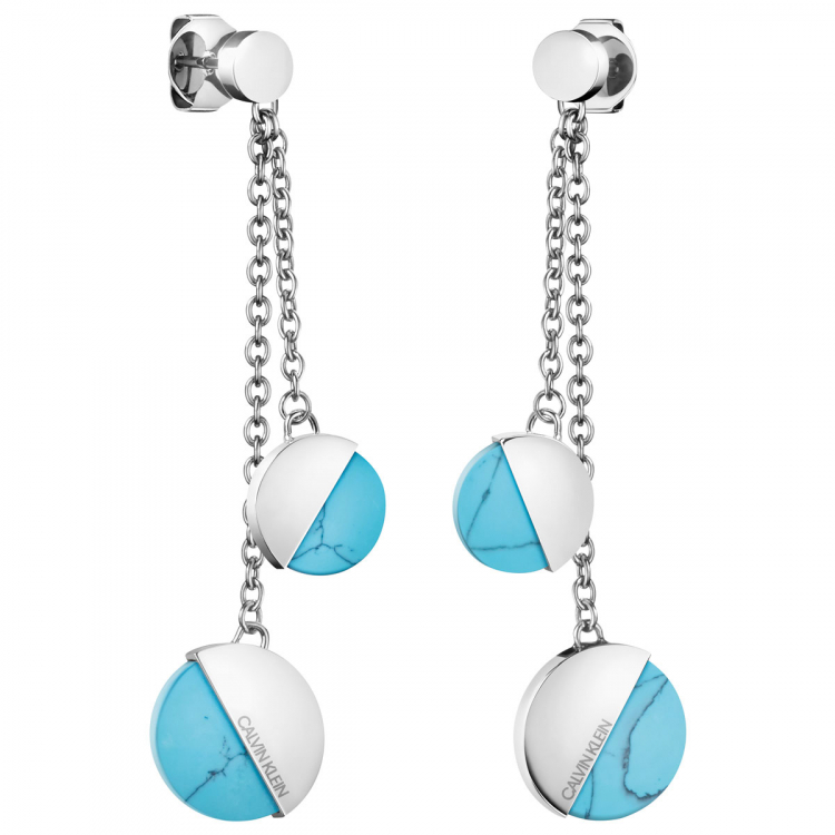 Steel, synth turquoise dang earrings - KJ8RLE040200 - Calvin Klein