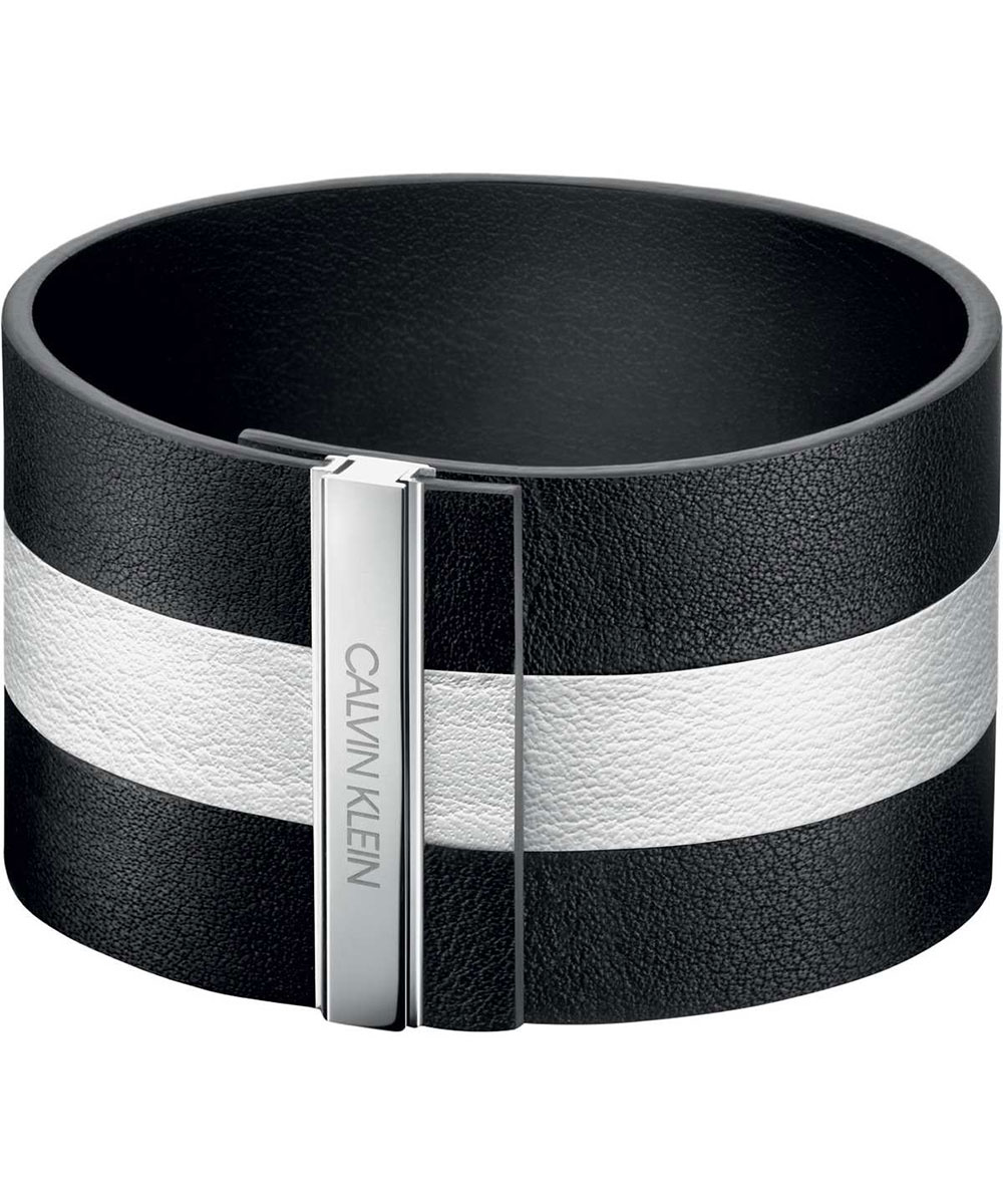 Black and white leather bracelet