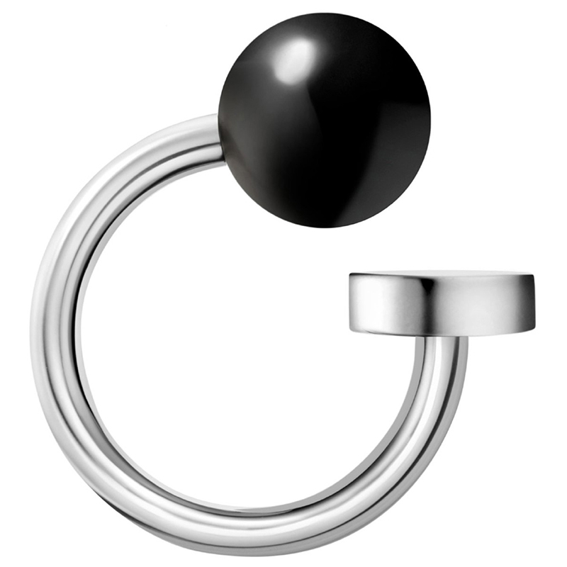 Bague acier et pierre noire gr: 7