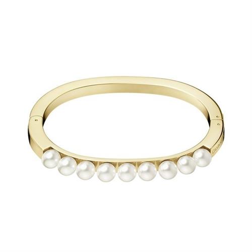 Rigid bracelet in golden steel and pearls - KJAKJD14010S - Calvin Klein