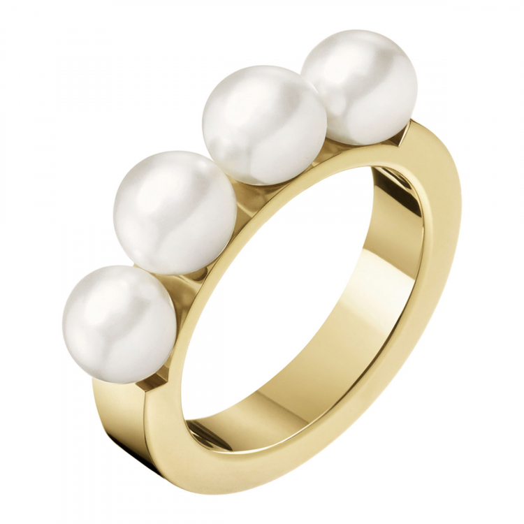 Golden steel ring with pearls - KJAKJR140107 - Calvin Klein