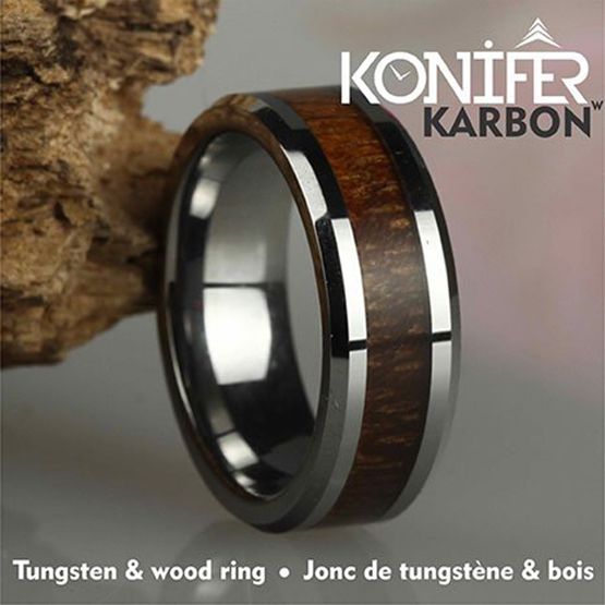 Unisex wood and steel ring - KT-001 - Konifer