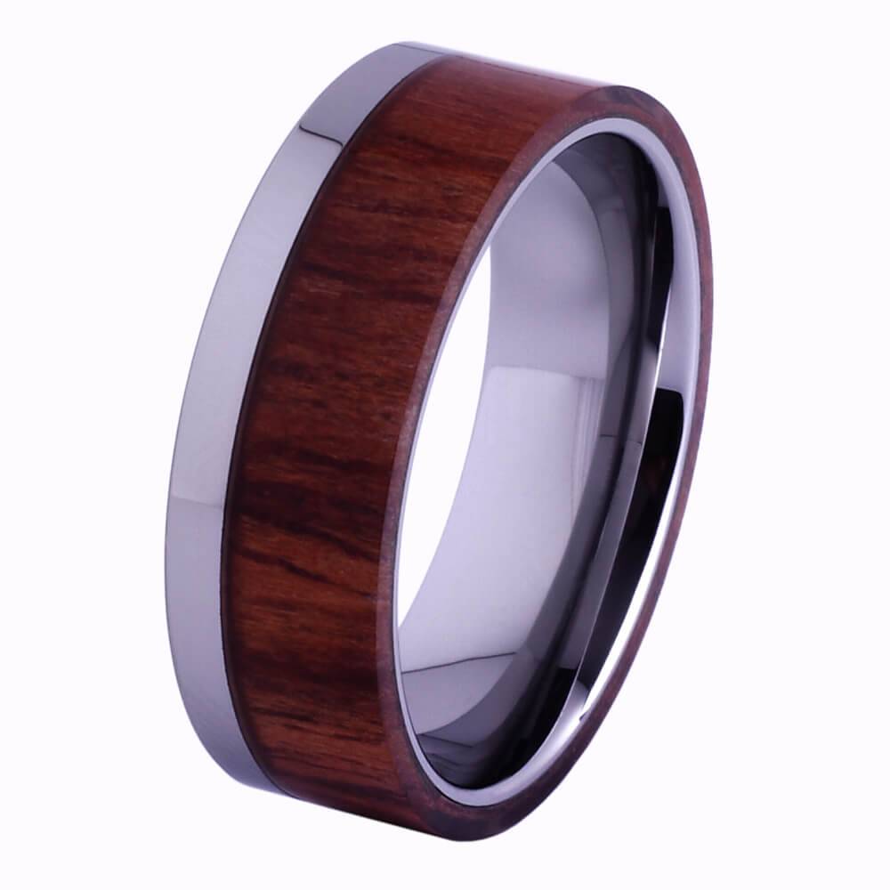 Tungsten and hawaii koa wood ring - KT-6 - Konifer