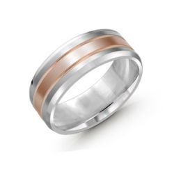 Bague pour homme or 2 tons (rose) 8 mm