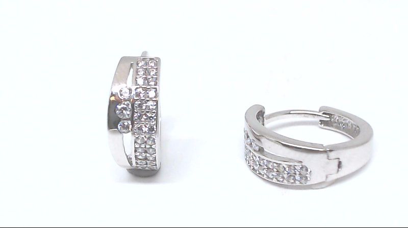 Huggies with zirconias in white gold - MOZ-233-B-BO - Exclusivity