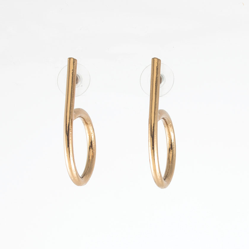 Tin dangling earrings, plated bronze