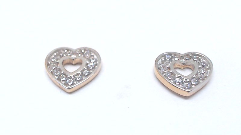 Rose gold heart fixed earrings with zirconium