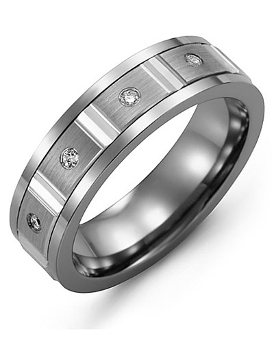 White gold and tungsten 6 pt dia ring - MDL710TW-6R - Madani