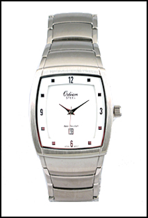 Montre acier, fond blanc