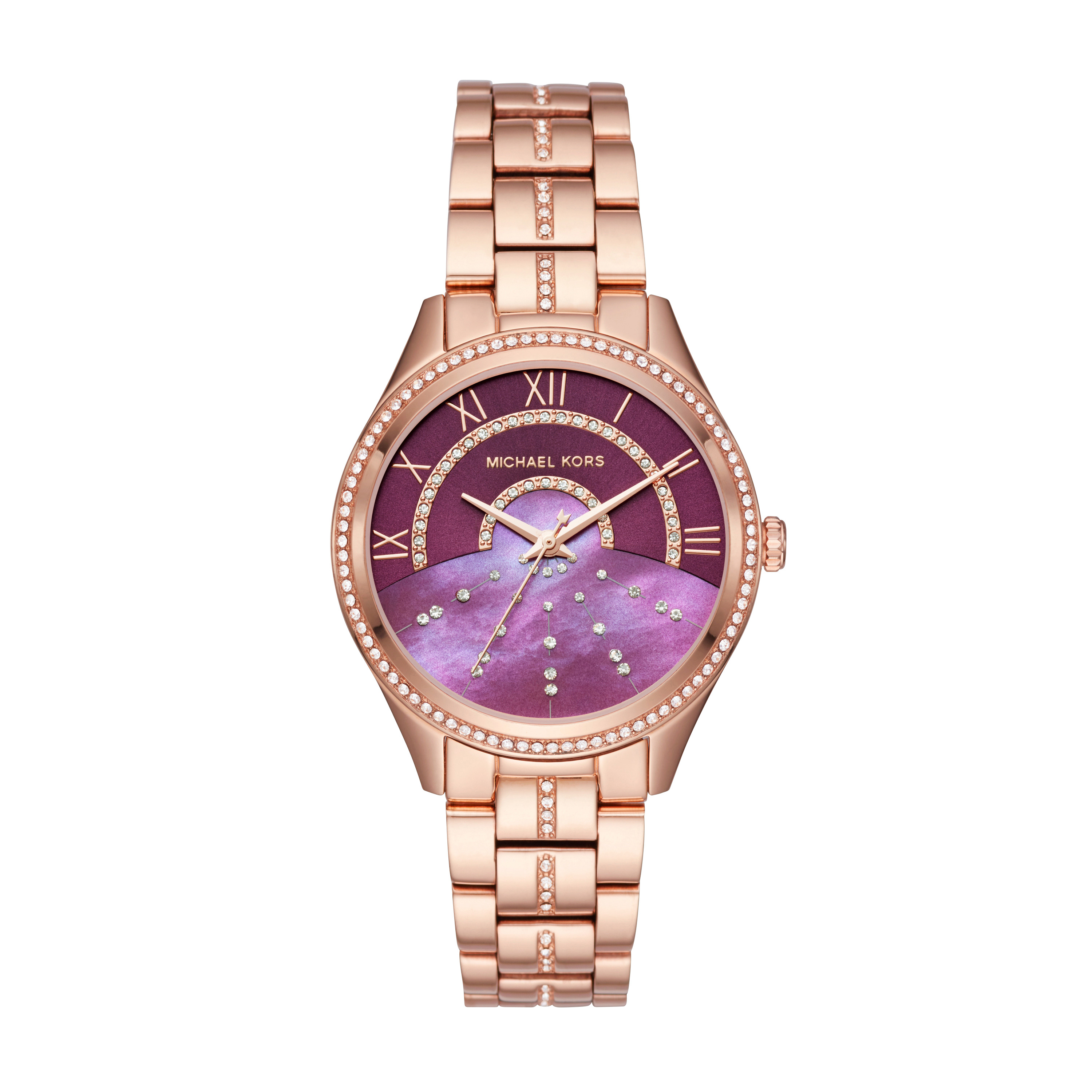 Montre acier rosé, zircons, fond nacré rose - MK3722 - Michael Kors