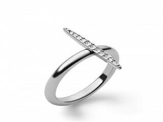 Bague pour femme acier et zircons gr: 8