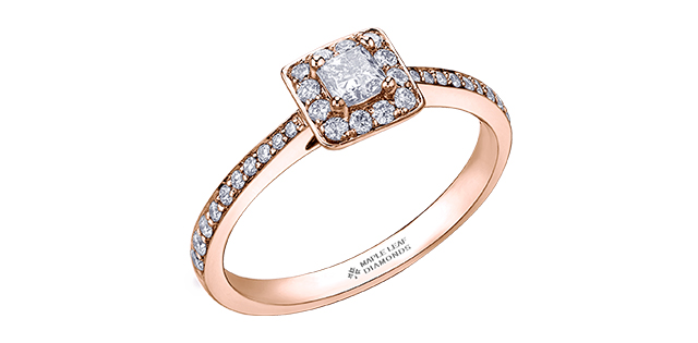 Rose gold ring with 50 dia pts, certificate - ML606 - Corona