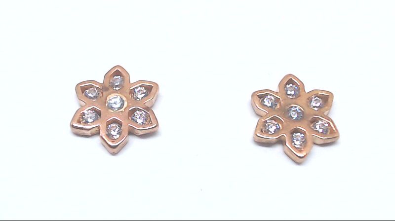 Rose gold zirconium flower fixed earrings - MNM244RBO - Exclusivity