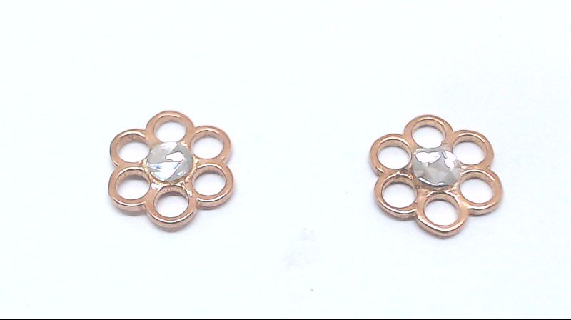 2-tone rose gold flower fixed earrings