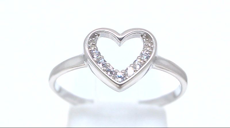 Bague coeur, or blanc 10 carats, zircons incolores - MNM-53-B-BG - Exclusivités