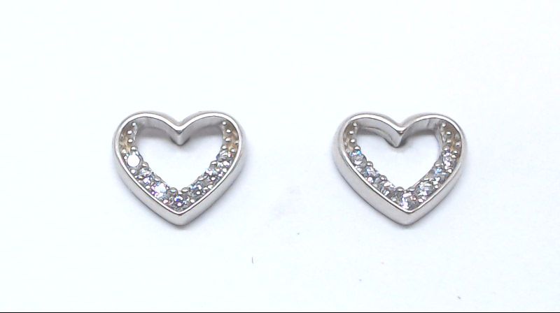 White gold heart fuxed earrings in zirconium - MNM53-B-BO - Exclusivity