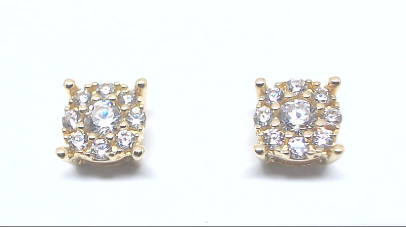 Yellow gold zirconium fixed earrings - MOZ-241-J-BO - Exclusivity