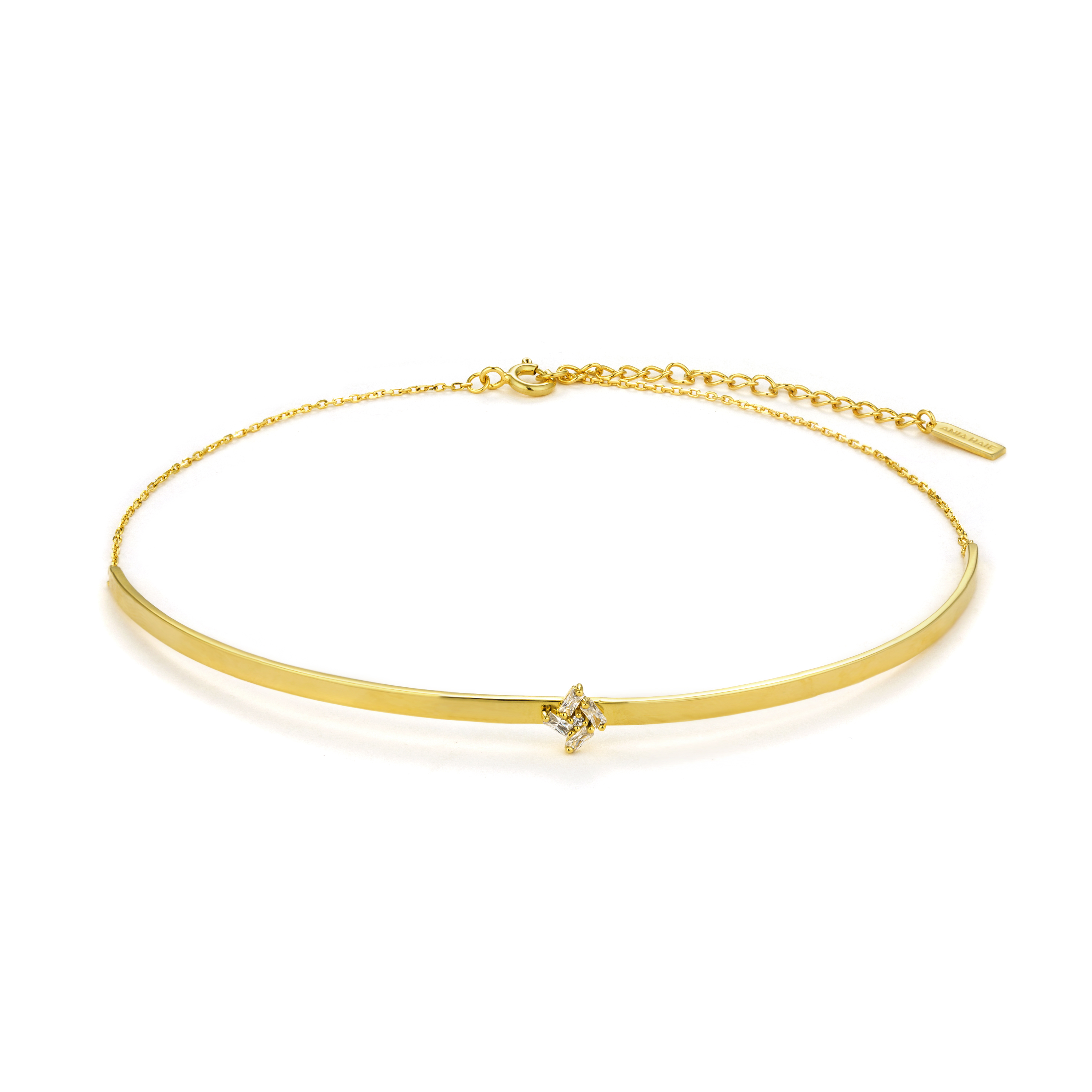 Golden silver choker with zirconium