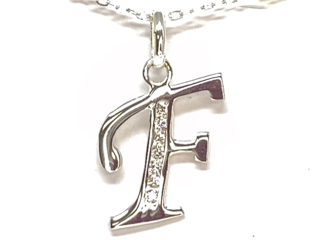 Pendentif lettre f, argent, zircons - N3762-F - Création Gl