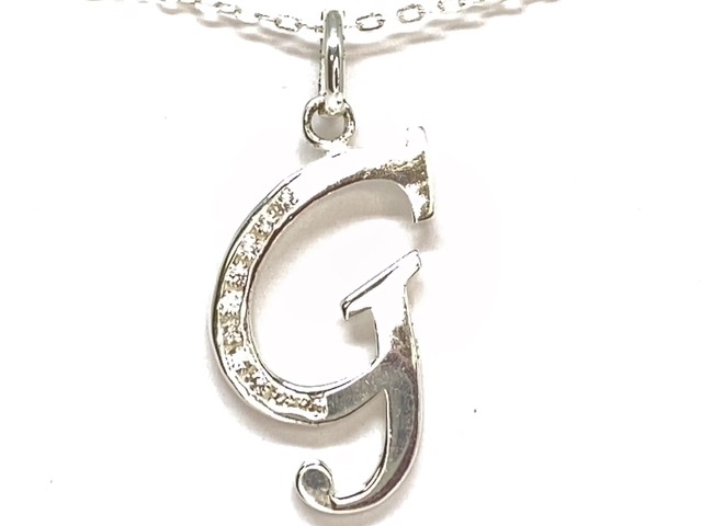 Pendentif lettre g, argent, zircons - N3762-G - Création Gl