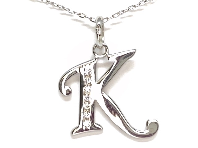 Pendentif lettre k, argent, zircons - N3762-K - Création Gl