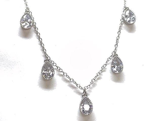 Collier argent, zircons - N4372 - Création Gl