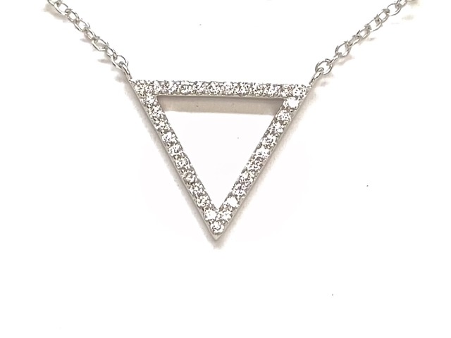 Collier triangle, argent, zircons - N4383 - Création Gl