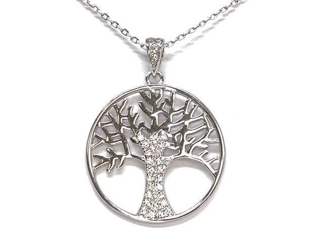 Pendentif arbre de vie, argent, zircons - N4433 - Création Gl