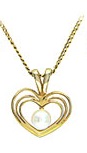 Pendentif coeur or jaune avec perle - P1220 - Exclusivités