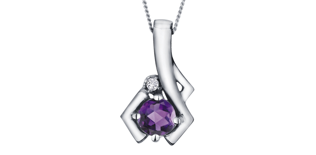 White gold, amethyst pend. with 1 dia pt - P2704W-2C - Corona