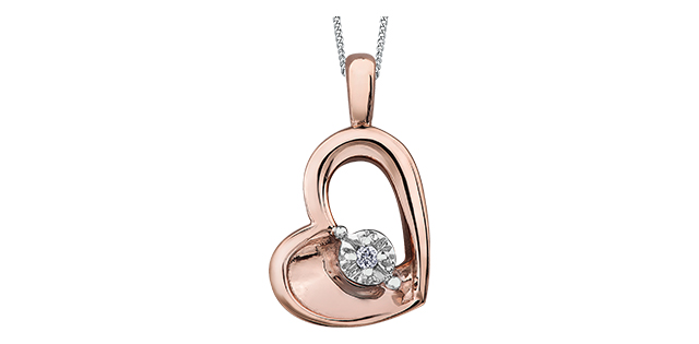 Pendentif coeur 2 tons rose 1 pt dia tot - P3641RWC-10 - Corona