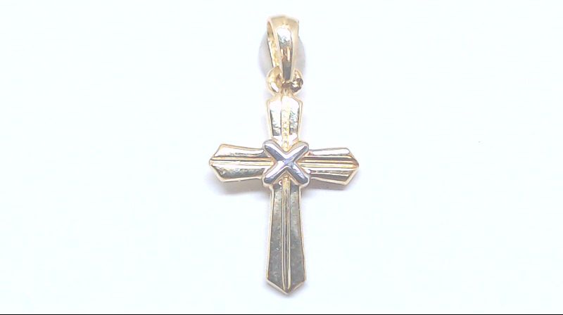 Pendentif croix, or 2 tons (jaune/blanc) 10 carats