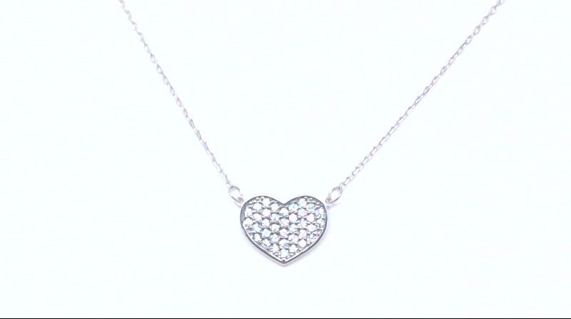 White gold heart necklace, zirconias - PAU-1460-B - Exclusivity