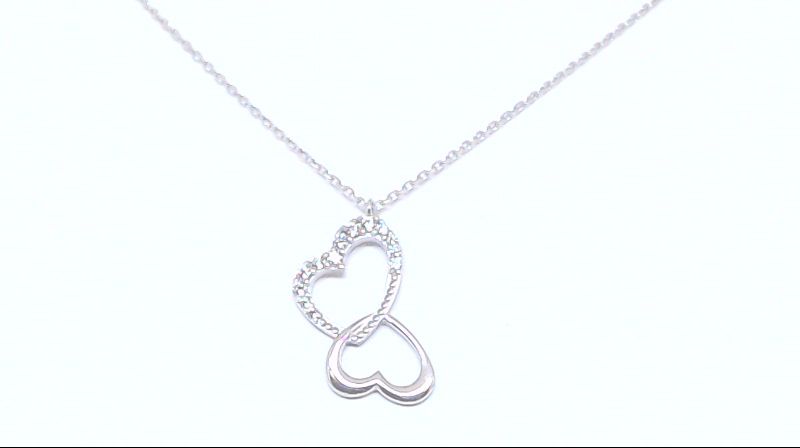 White gold hearts necklace, zirconias - PDG-102-B - Exclusivity