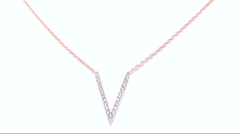 Collier en v or 2 tons (rose/blanc), zircons - PDG-196-2TR - Exclusivités